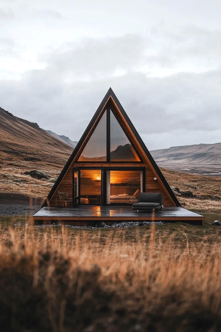 modern tiny a frame cabin in stunning Icelandic landscape 1