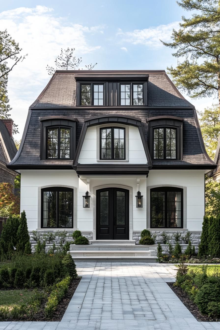 Majestic Black and White Manor With Timeless Appeal