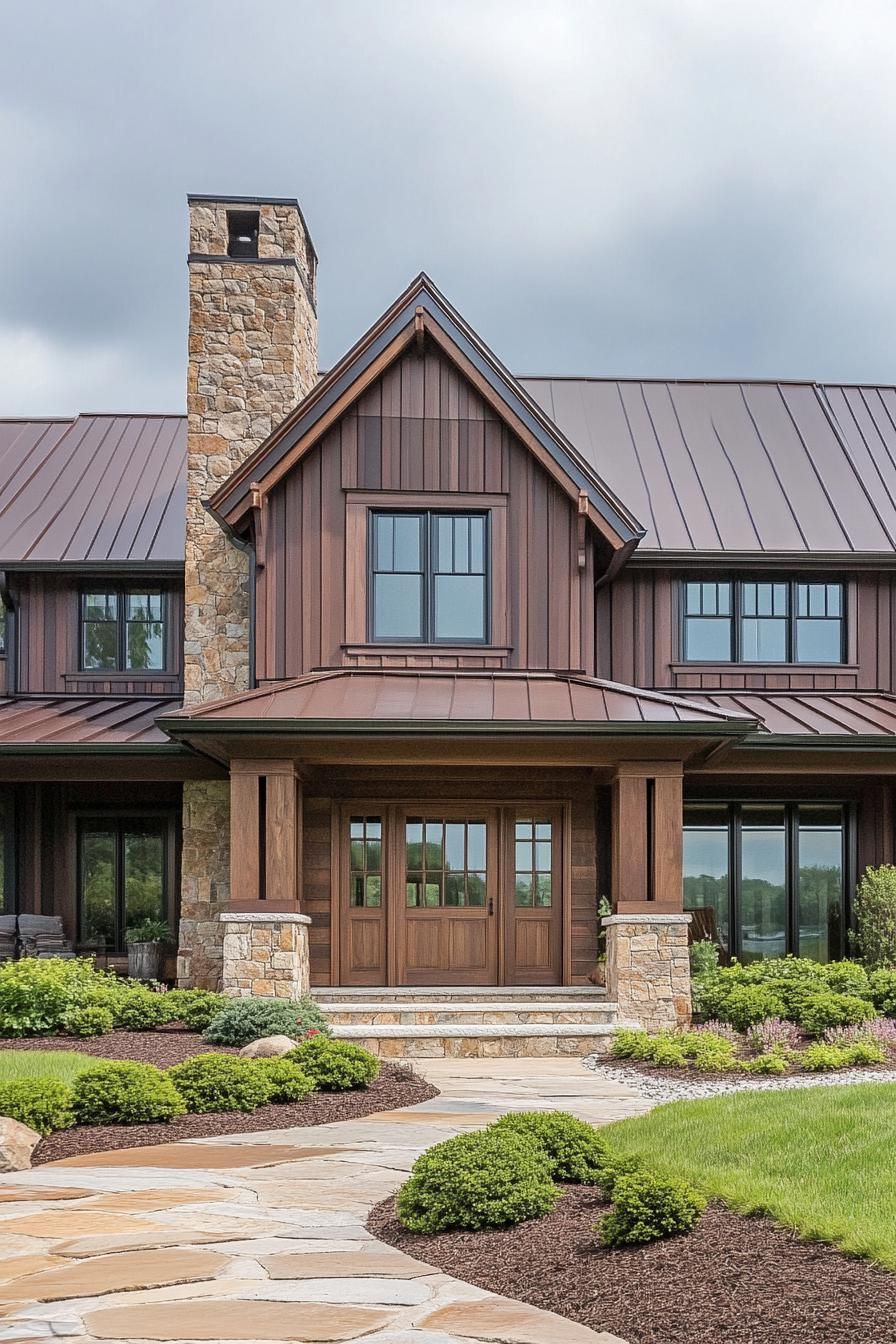 Majestic Manor with Stone Chimneys