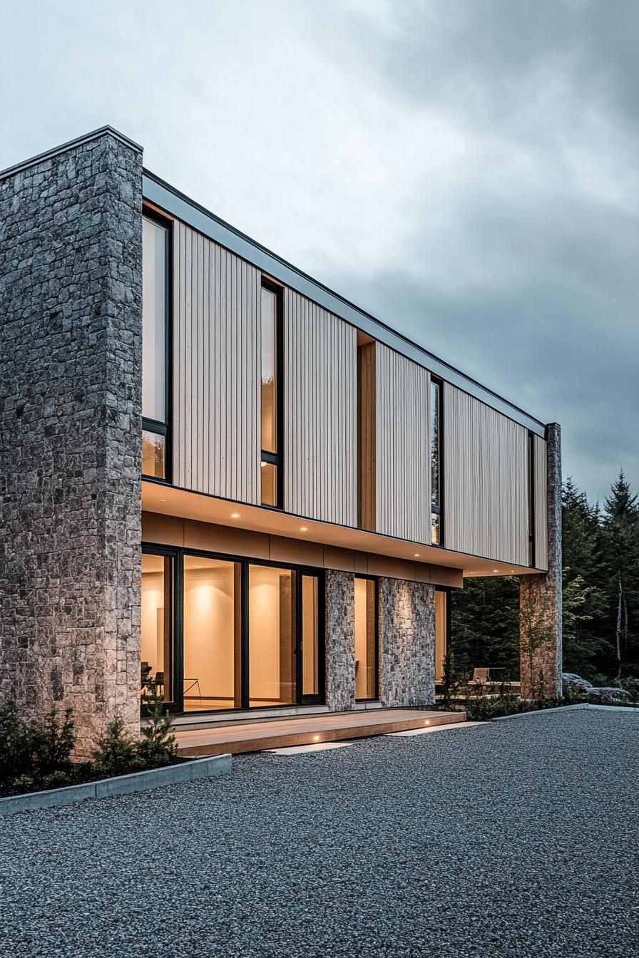 Contemporary stone facade with sleek design