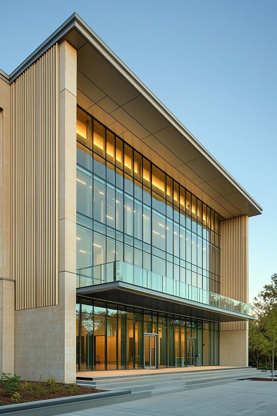 Modern building with glass facade and vertical lines