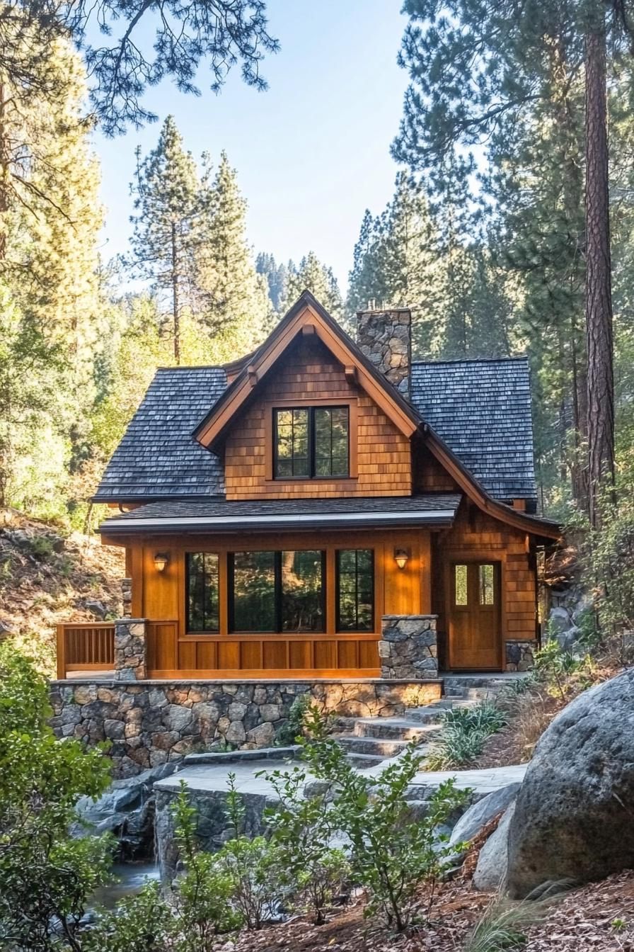 Charming cabin nestled in lush forest