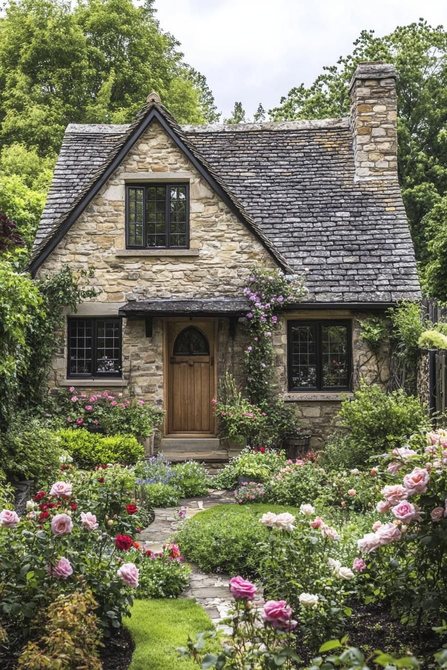 Quaint Stone Cottage Nestled in Floral Paradise