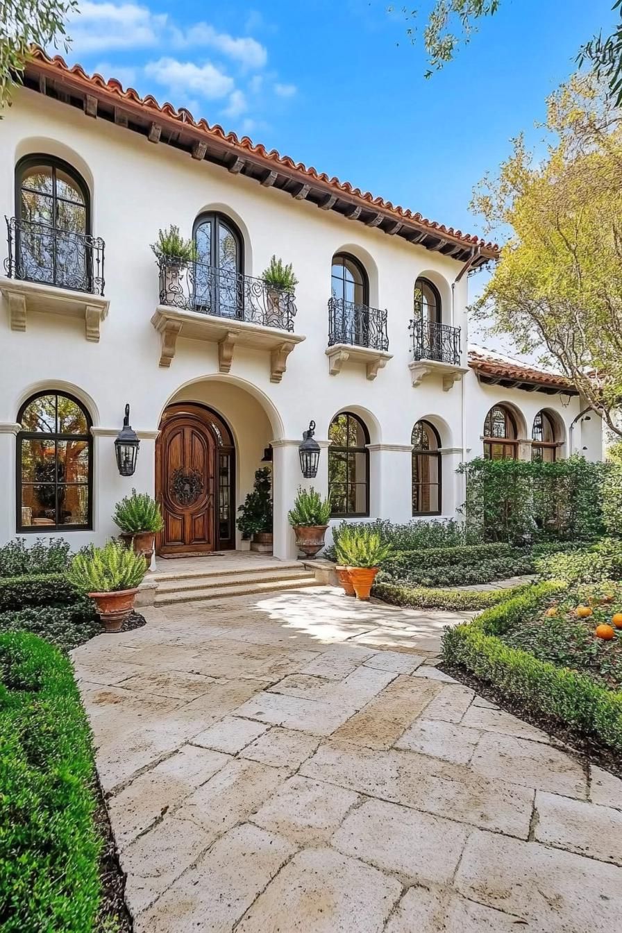 Elegant Mediterranean villa with arched windows