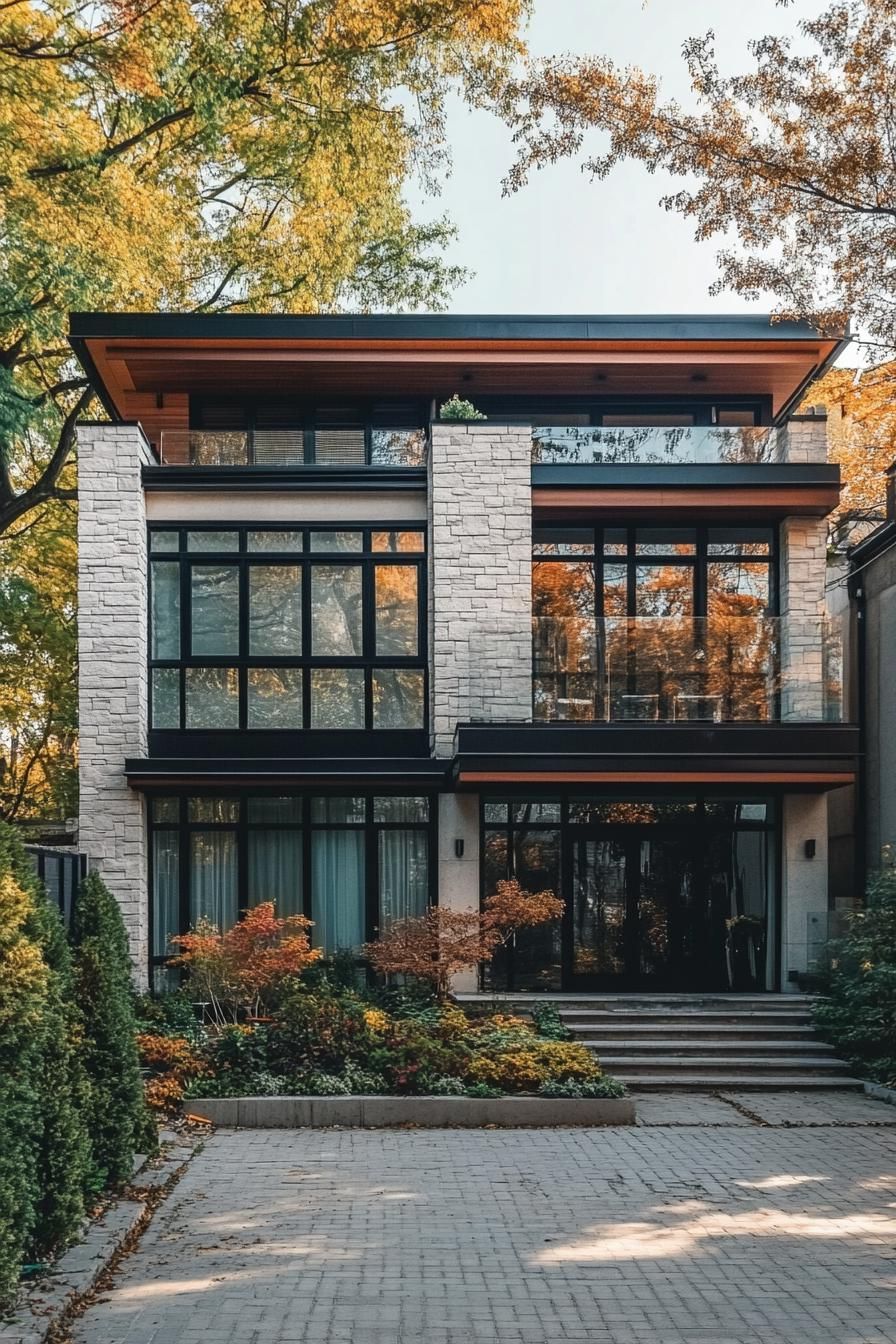 modern 90s style house facade with verticla garden big city surroundings 3