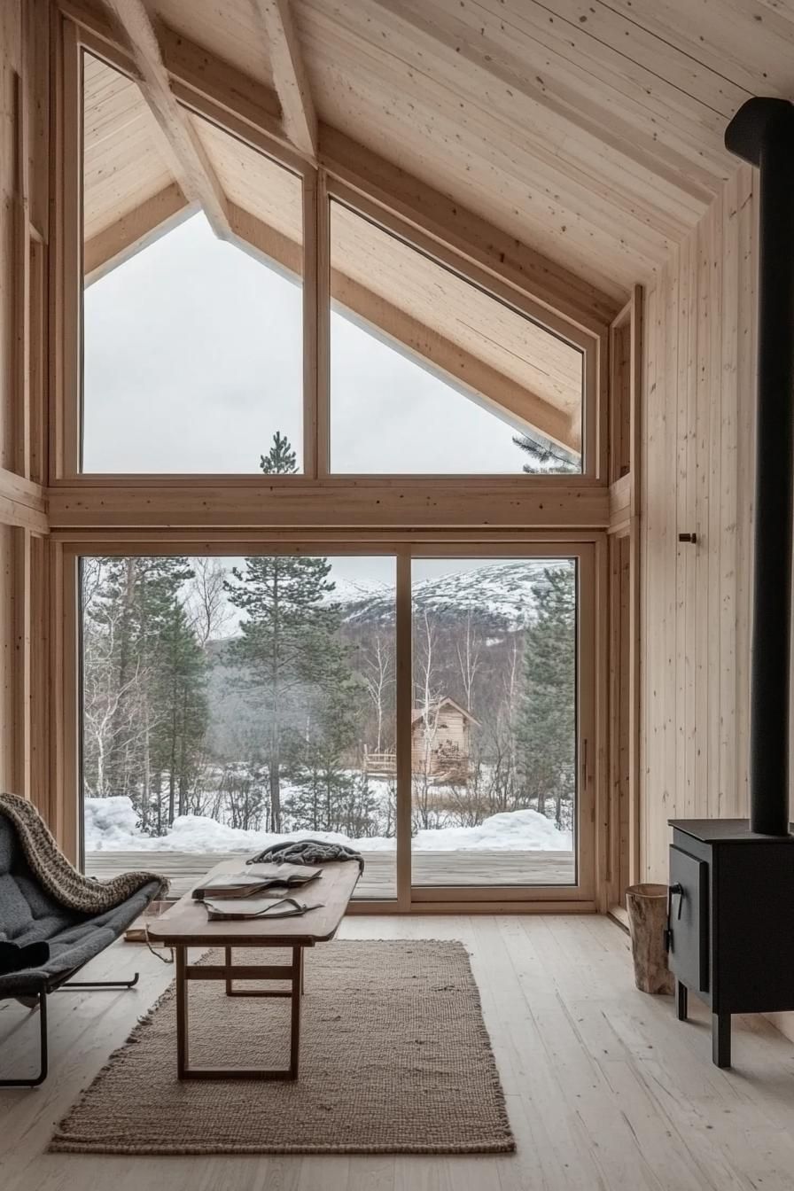 modern prefab Scandinavian minimalist cabin in stunning Scandinavian mountains 1