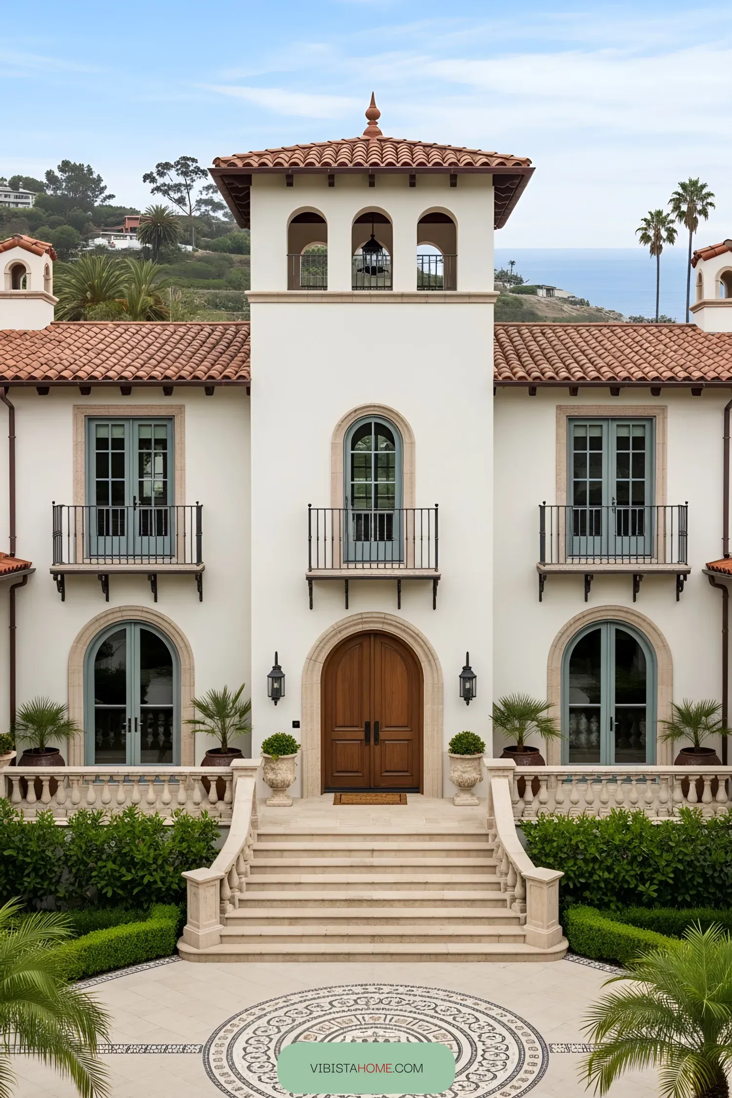 Majestic Mediterranean-style house with a garden
