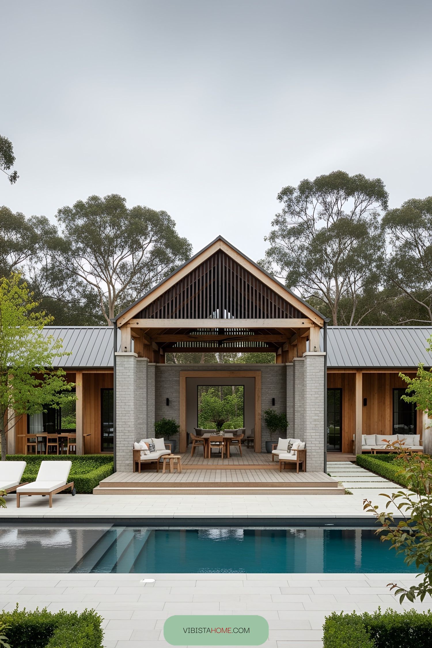Modern barn with pool in serene setting