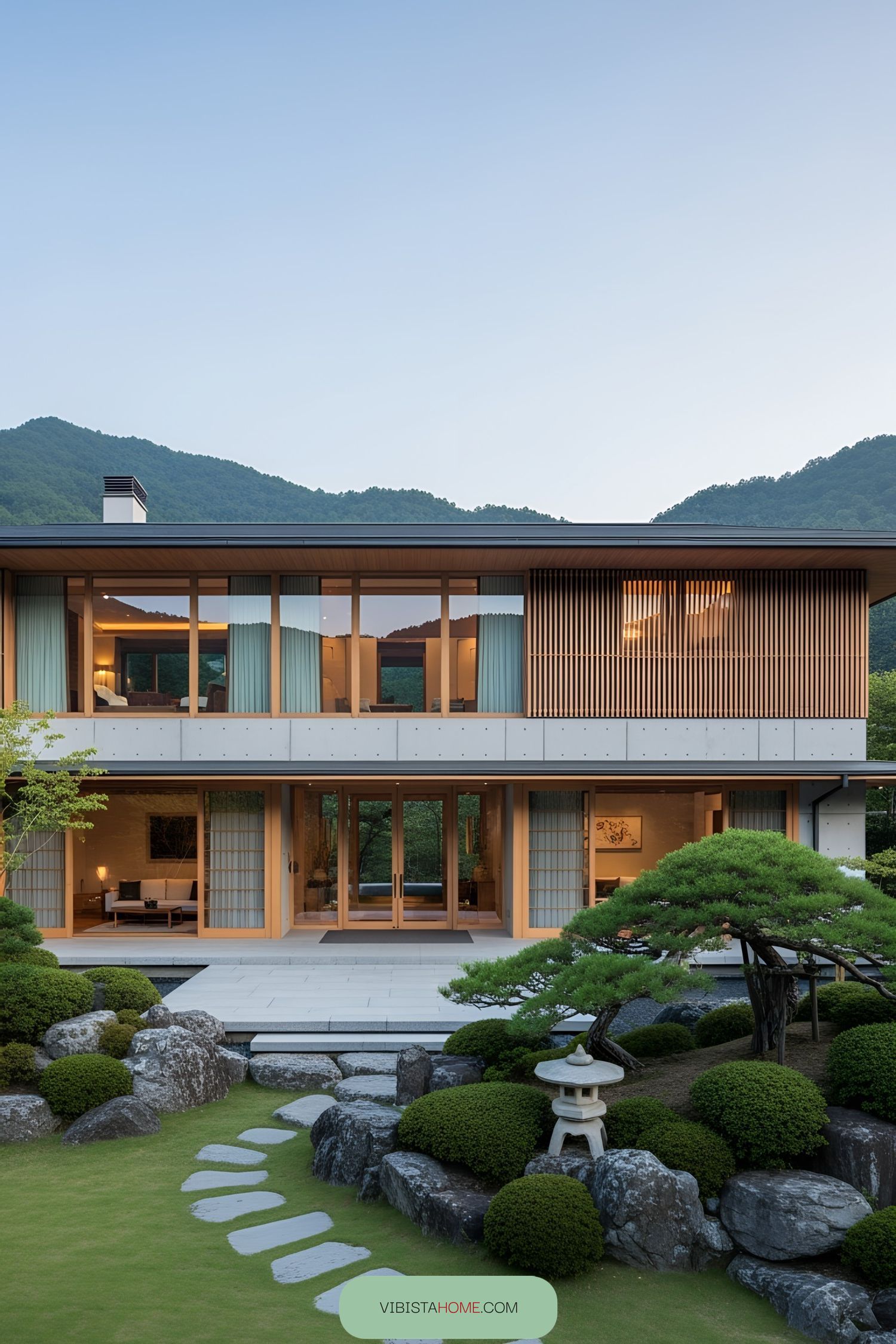 Japanese luxury residence amidst mountains
