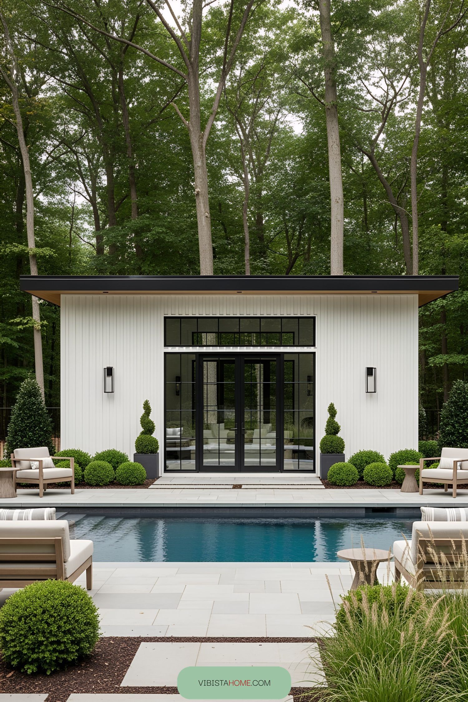 Modern pool house with sleek design