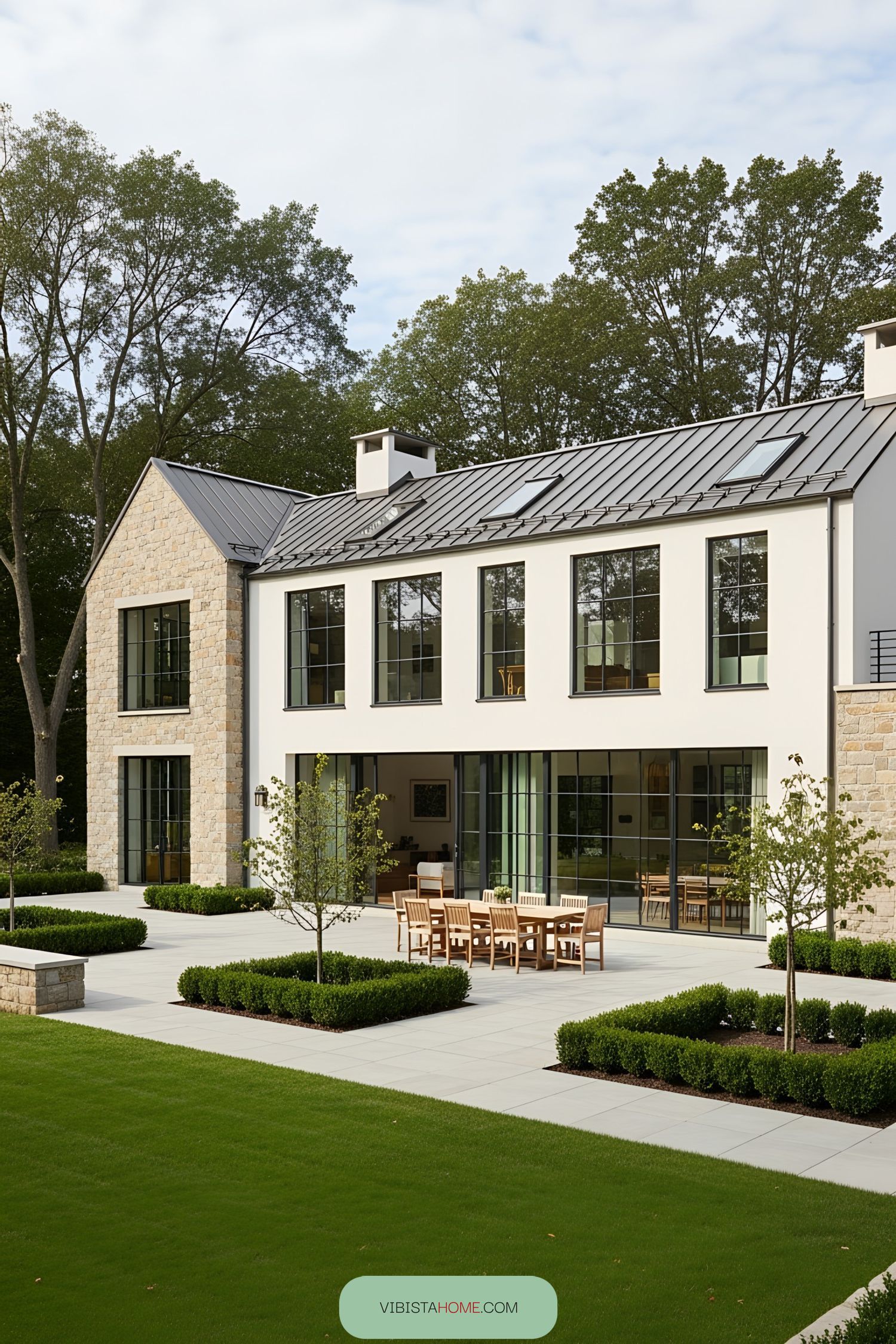 Elegant Scandinavian farmhouse with lush garden