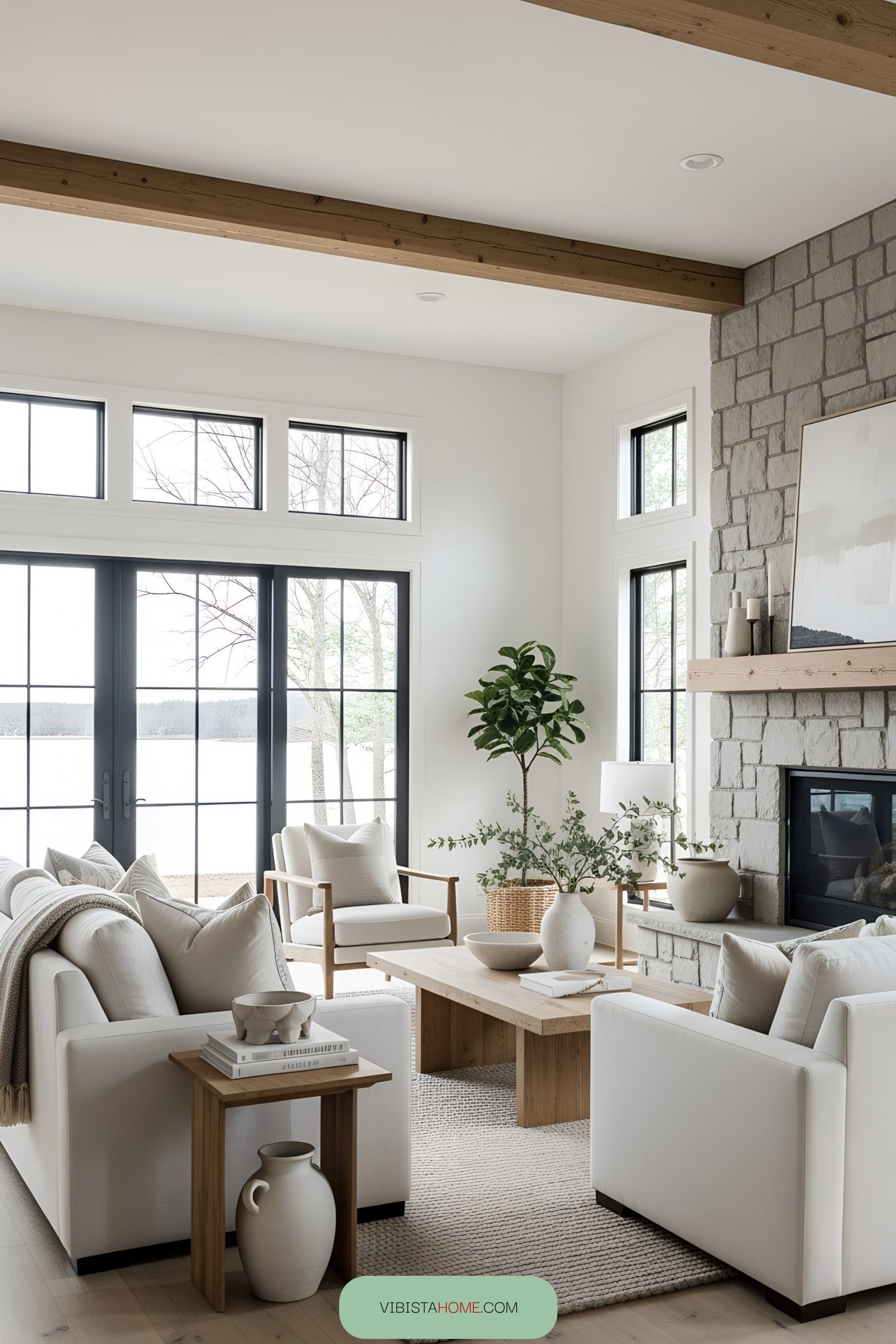 Bright living room featuring floor-to-ceiling windows