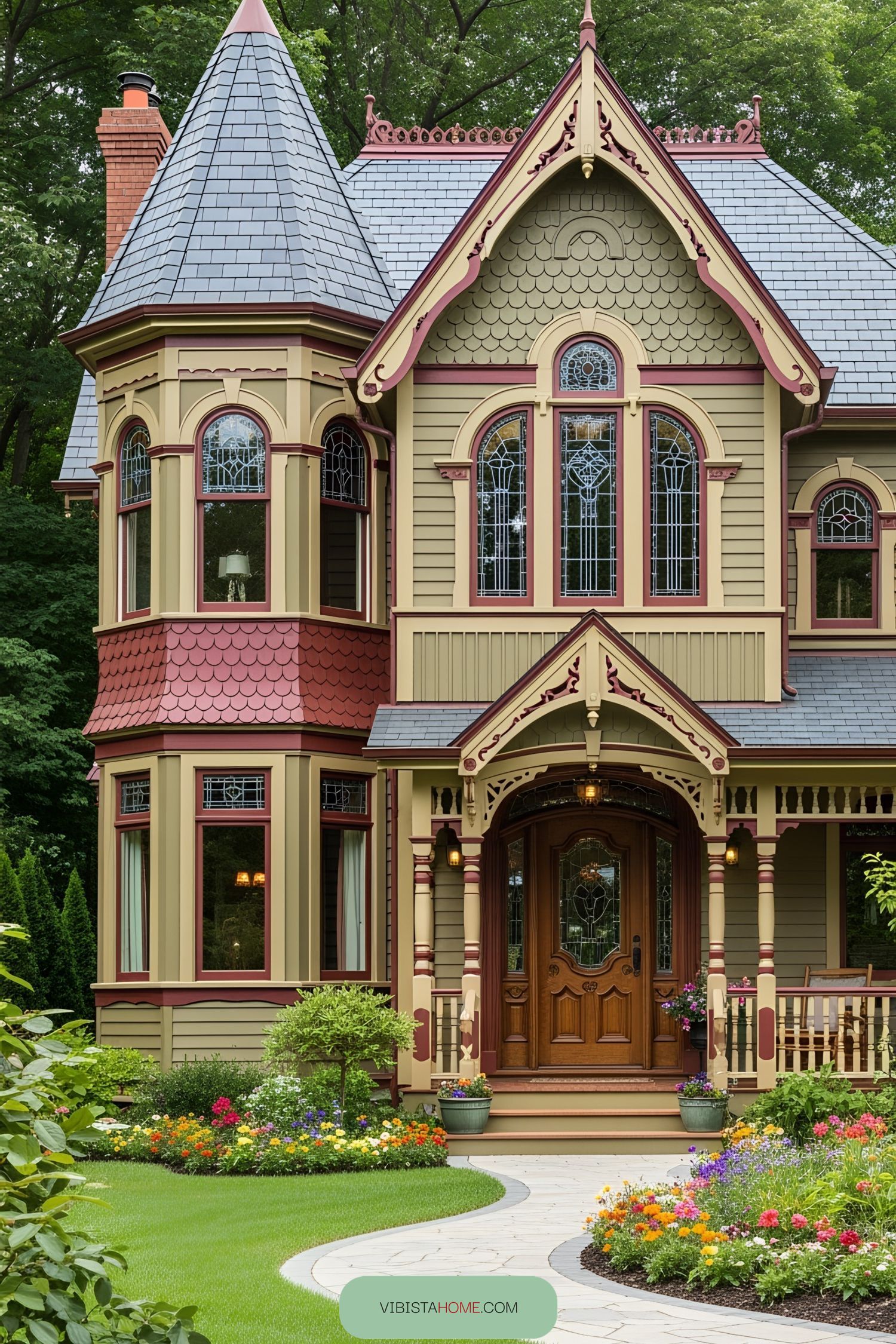 Victorian home with delightful turret and lush garden