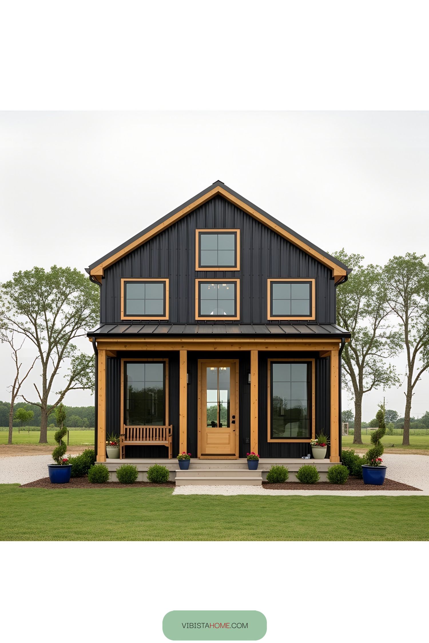 Stylish small house with wooden accents