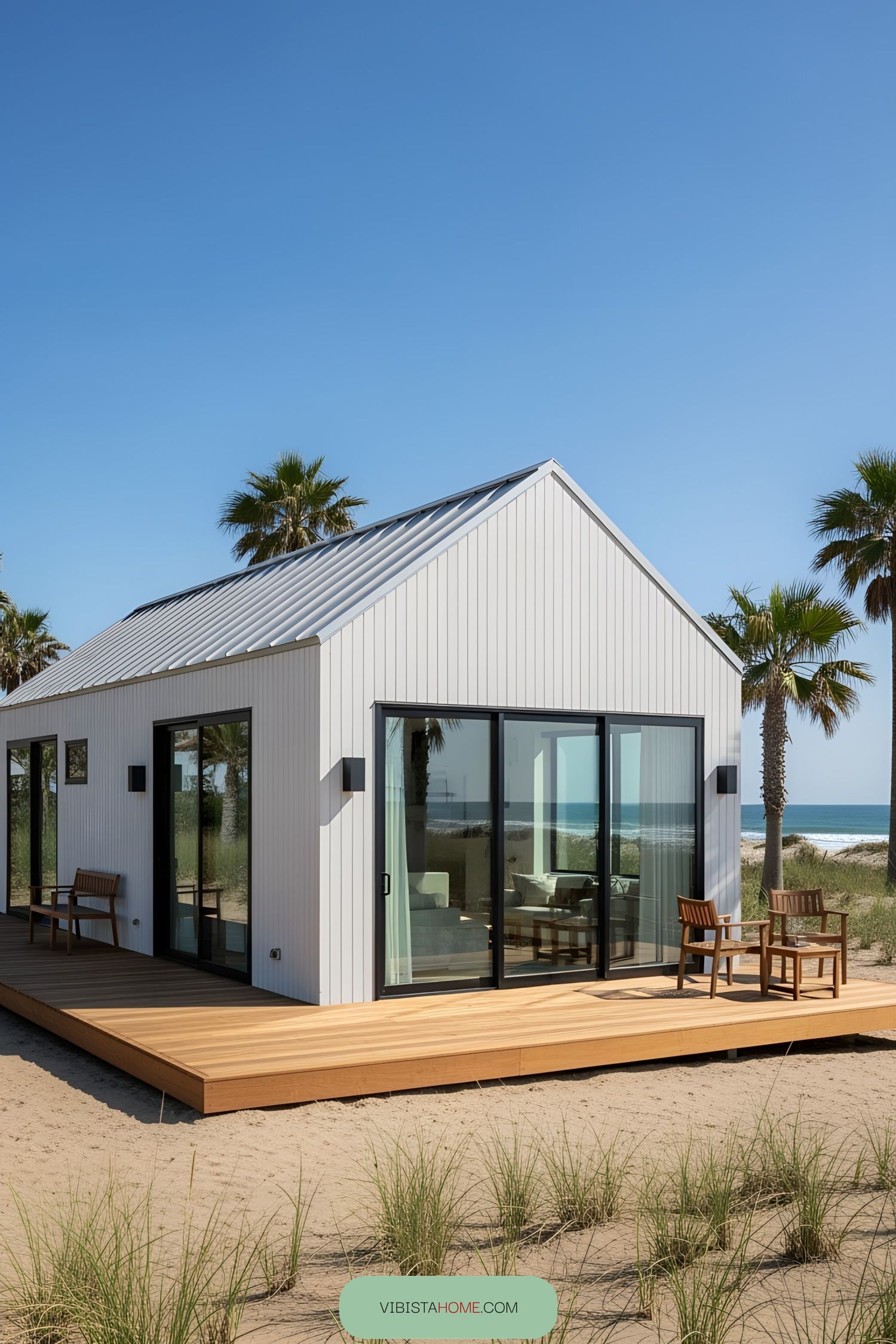 Modern beach bungalow with ocean view