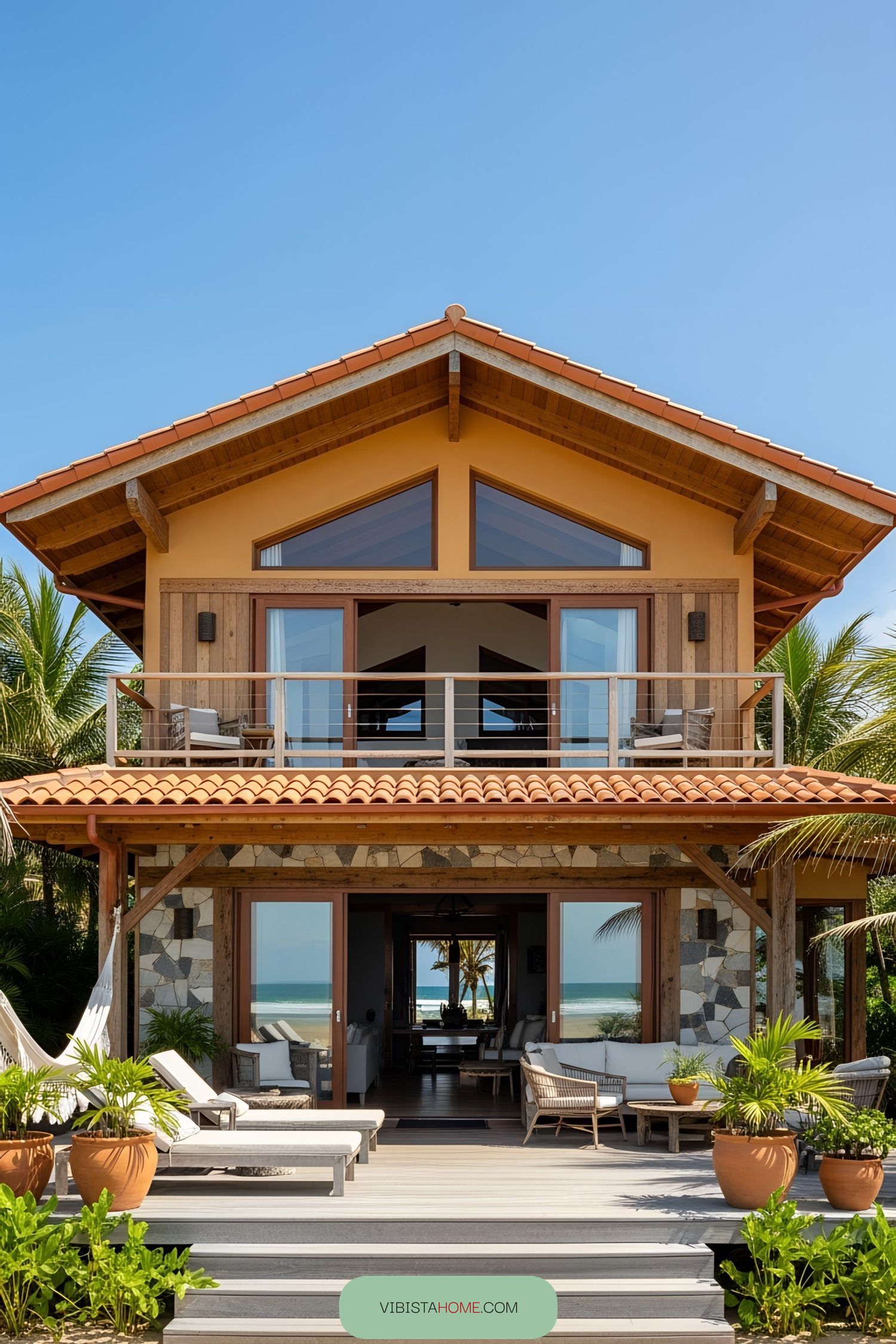 Rustic beach house with a tropical vibe