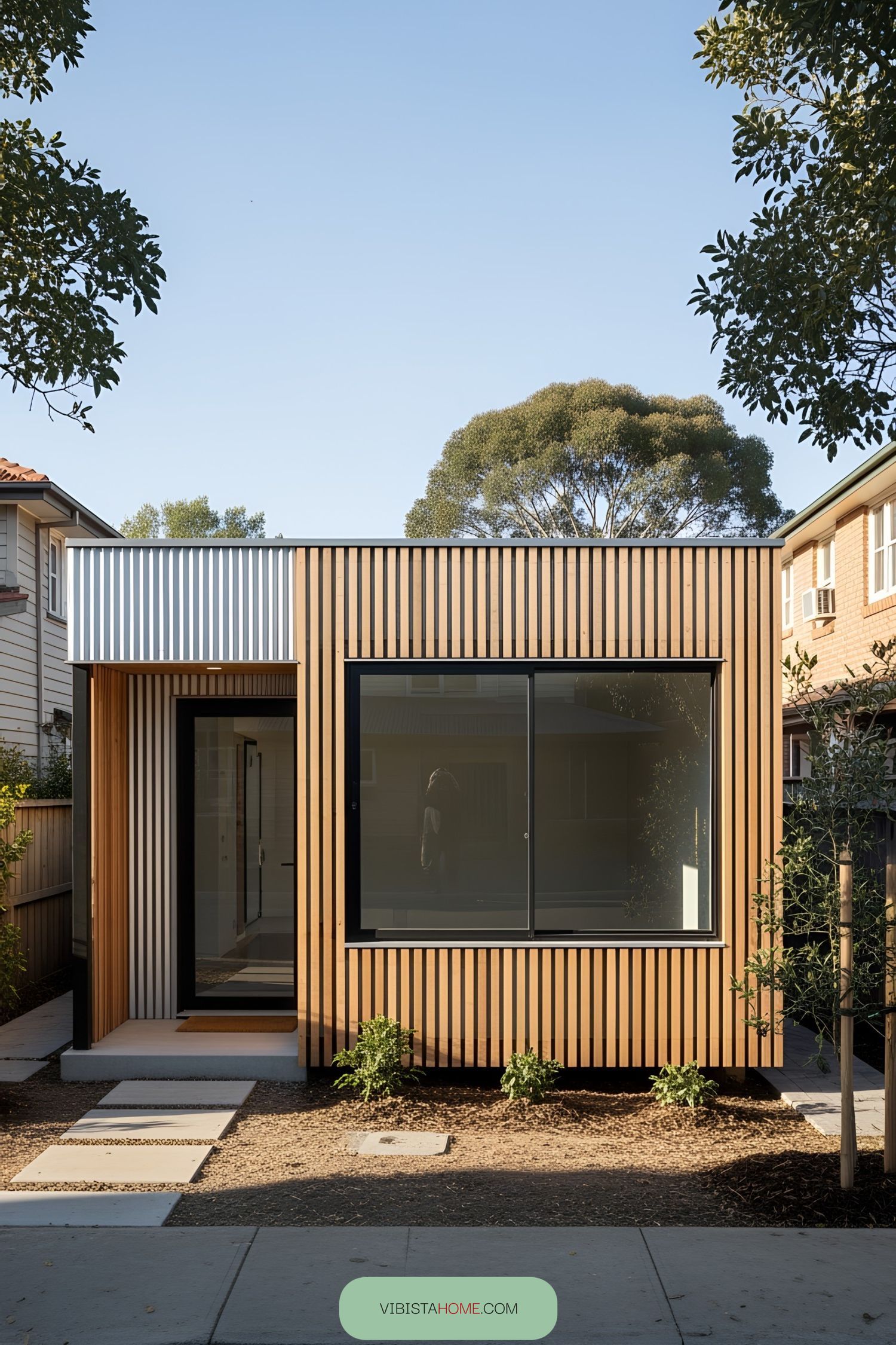 Modern container office with sleek wood and metal exterior