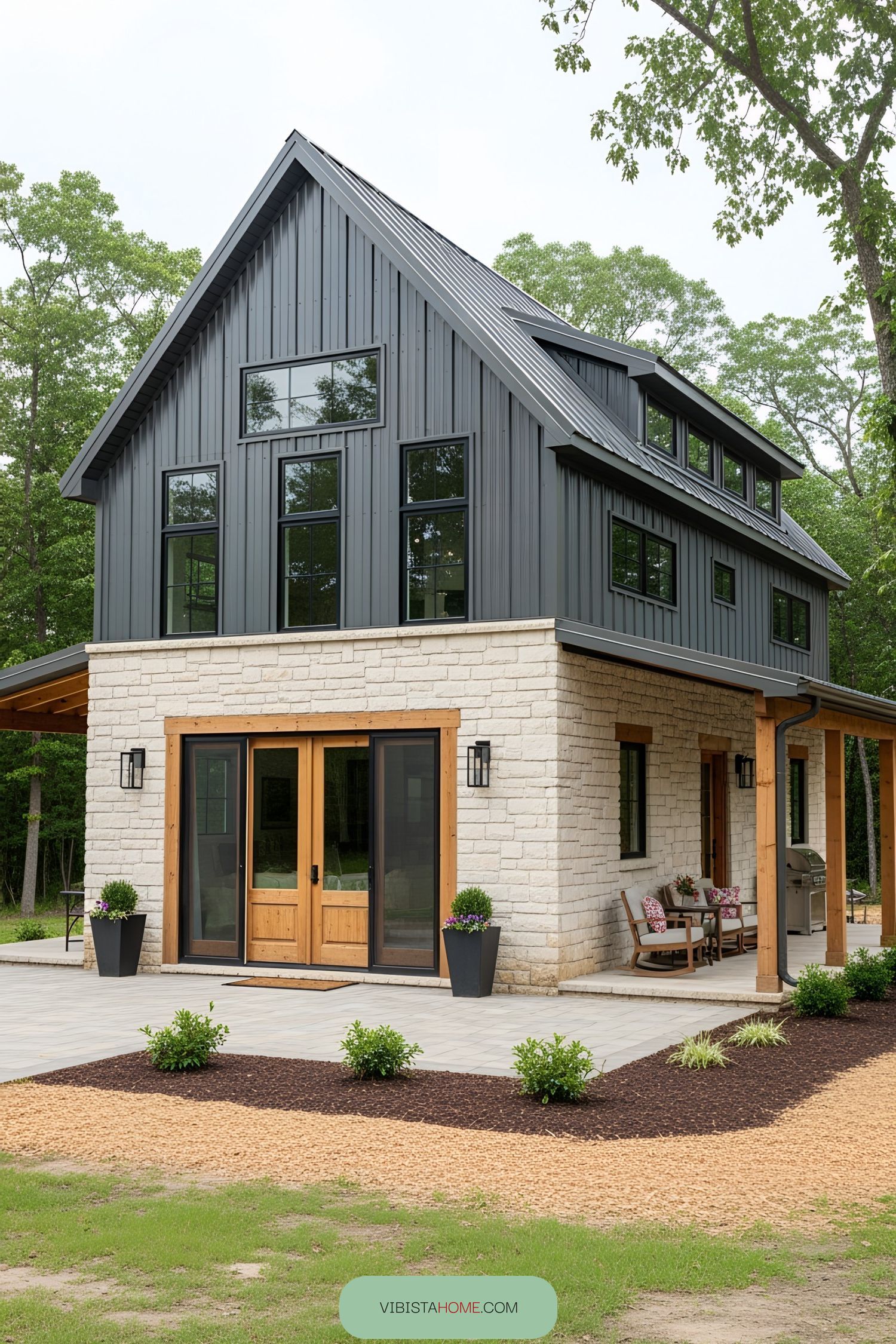 Cozy barndominium with a modern exterior design
