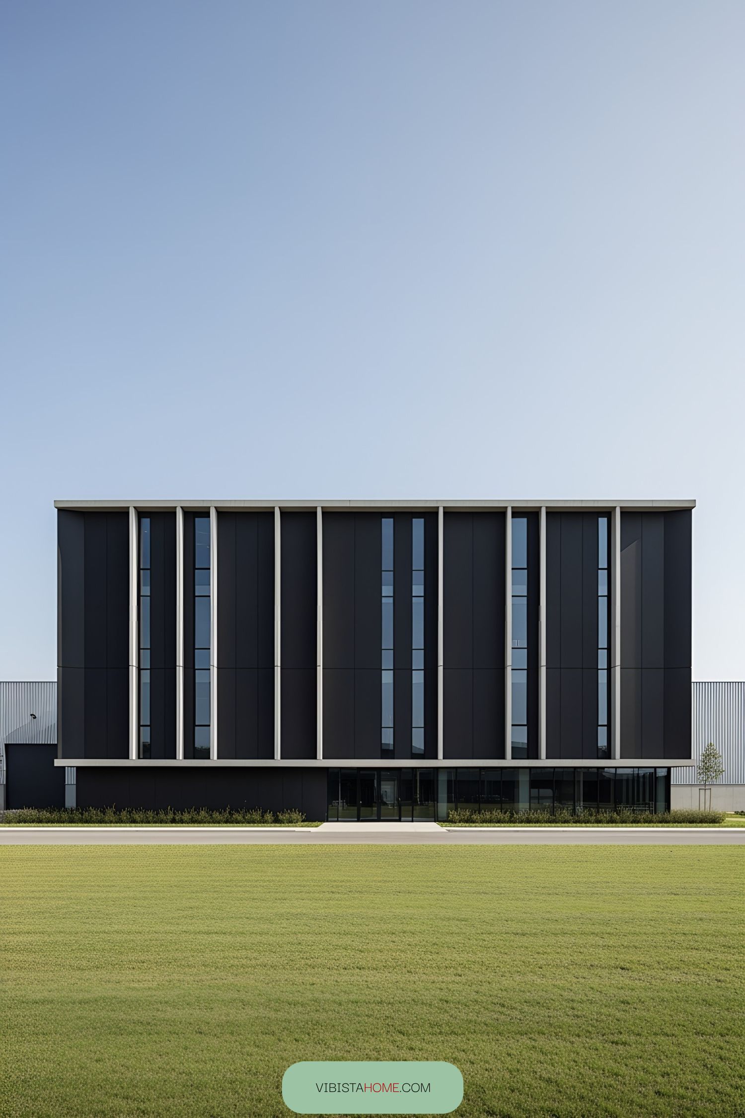 Modern industrial building with a sleek facade