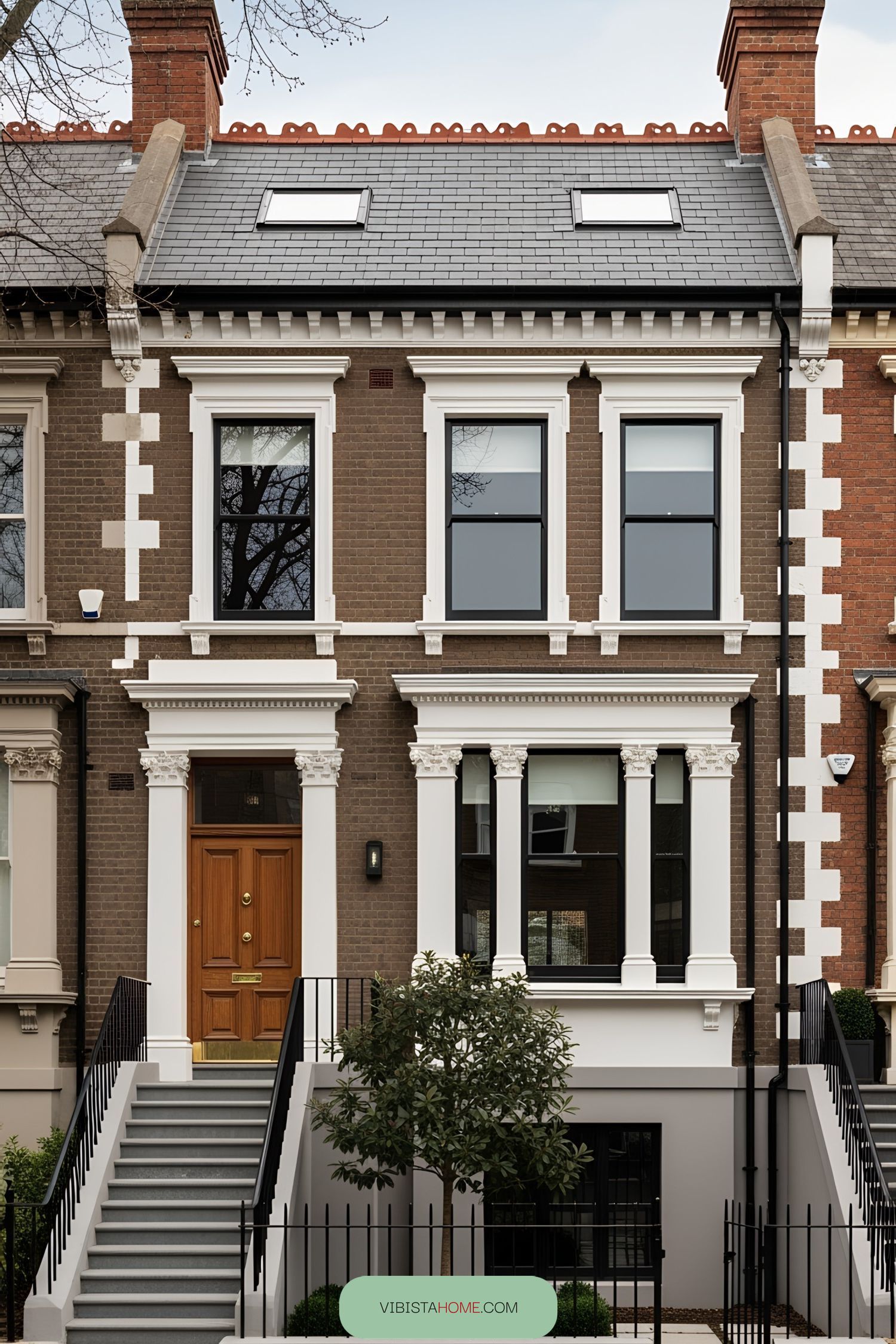 Victorian terrace house with brickwork and elaborate details