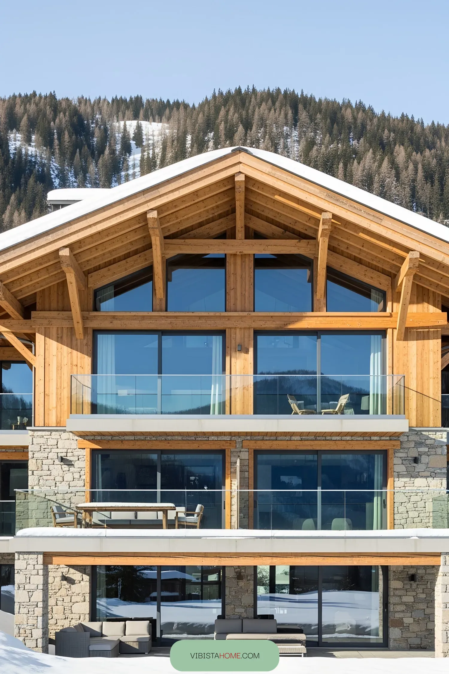 Luxurious wooden chalet with mountain views
