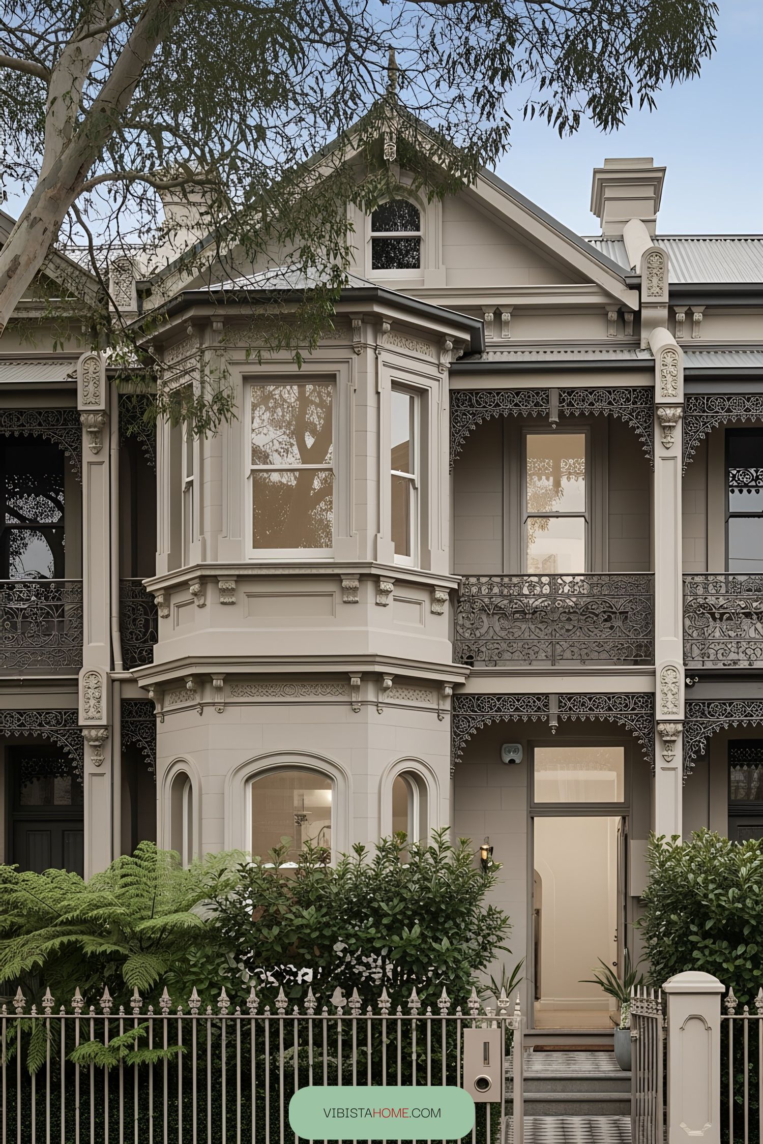 Victorian terrace house with intricate cast iron detailing