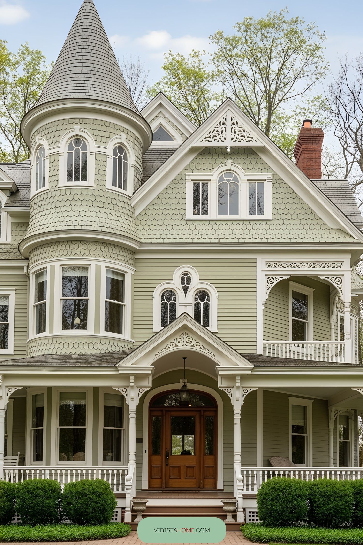 Victorian house with turret and intricate woodwork