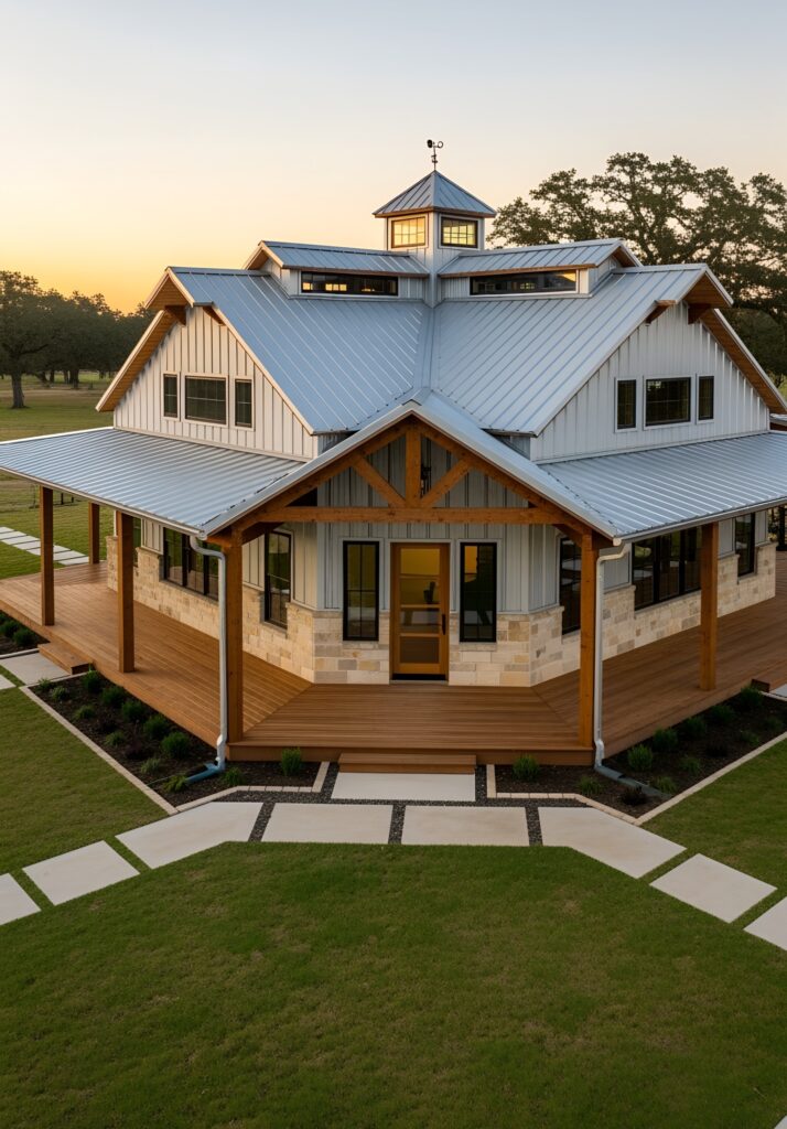 23 Stunning Barndominiums with Wraparound Porches