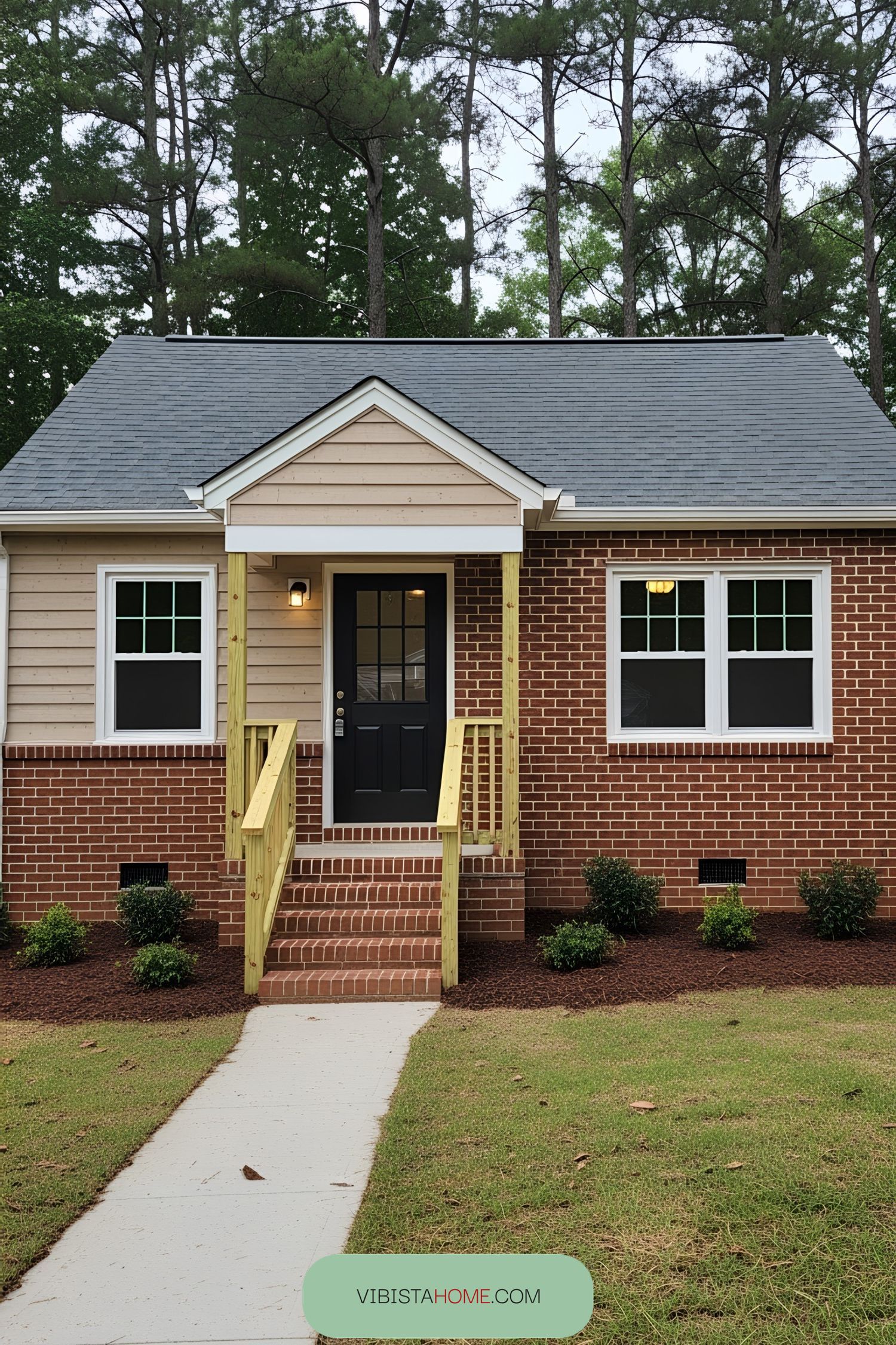 Half-brick, half-wood cottage with a charming entrance