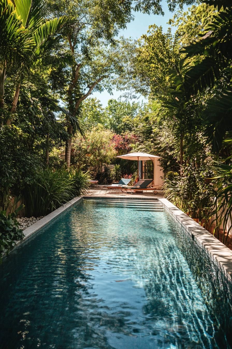 modern forest mansion pool in a lush garden 2