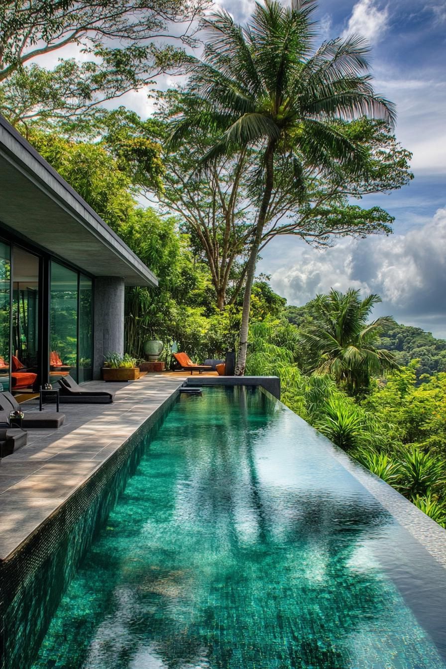 modern mansion pool in a lush tropical landscape 1