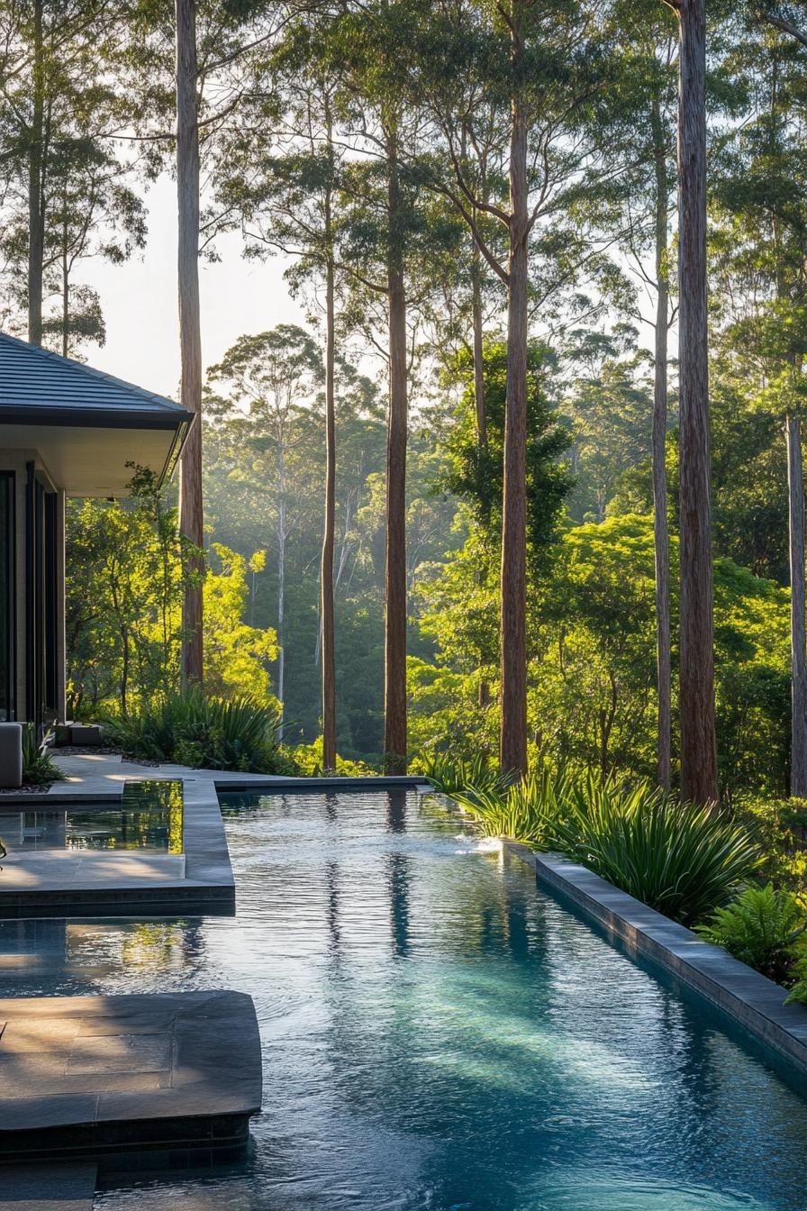 modern forest mansion pool in a lush garden 1