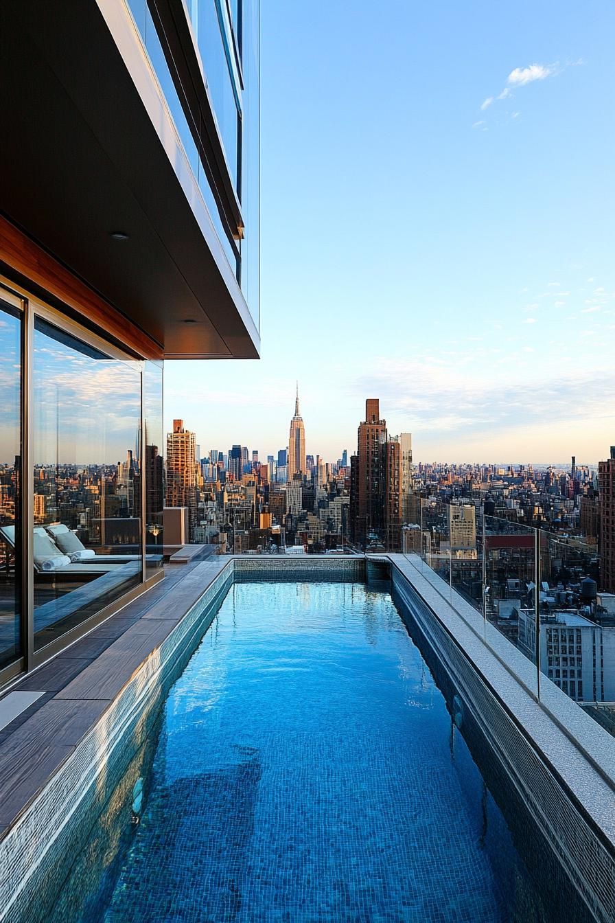 view from rooftop pool with transparent walls overlooking stunning city skyline 1