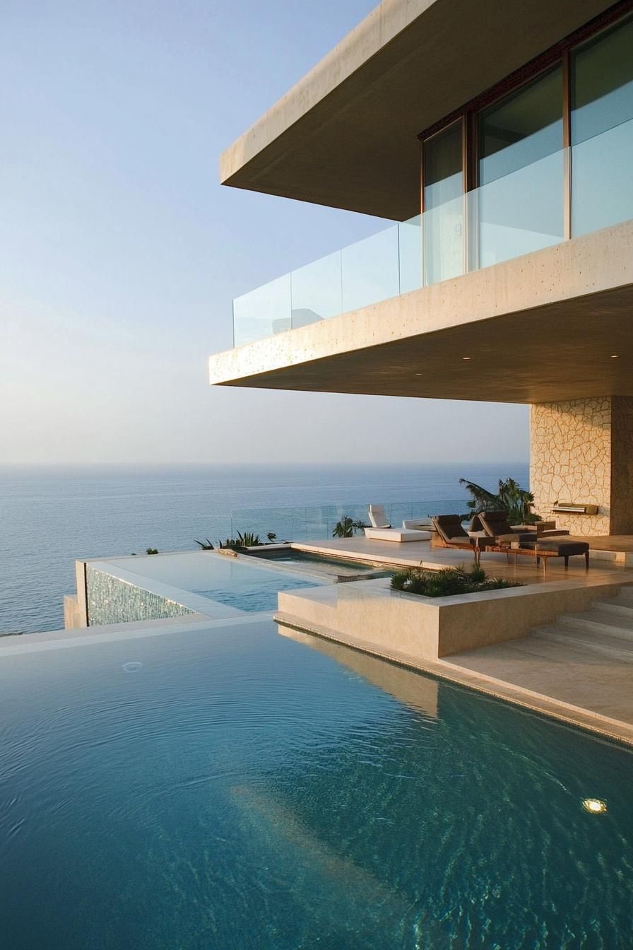 modern house geometric pool with stunning ocean view