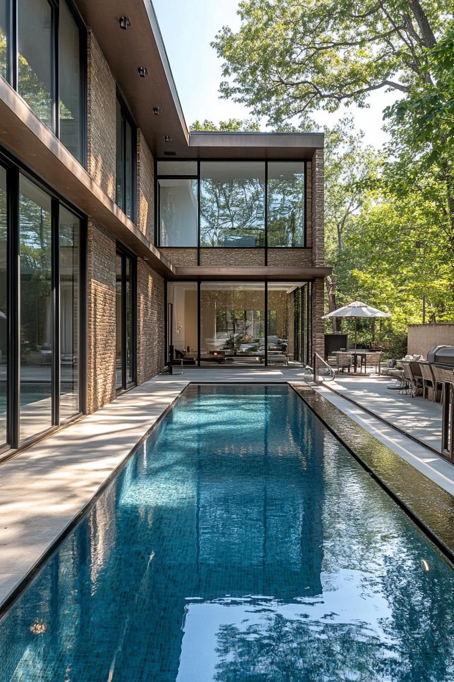 modern mansion lap pool parallel to house facade 1