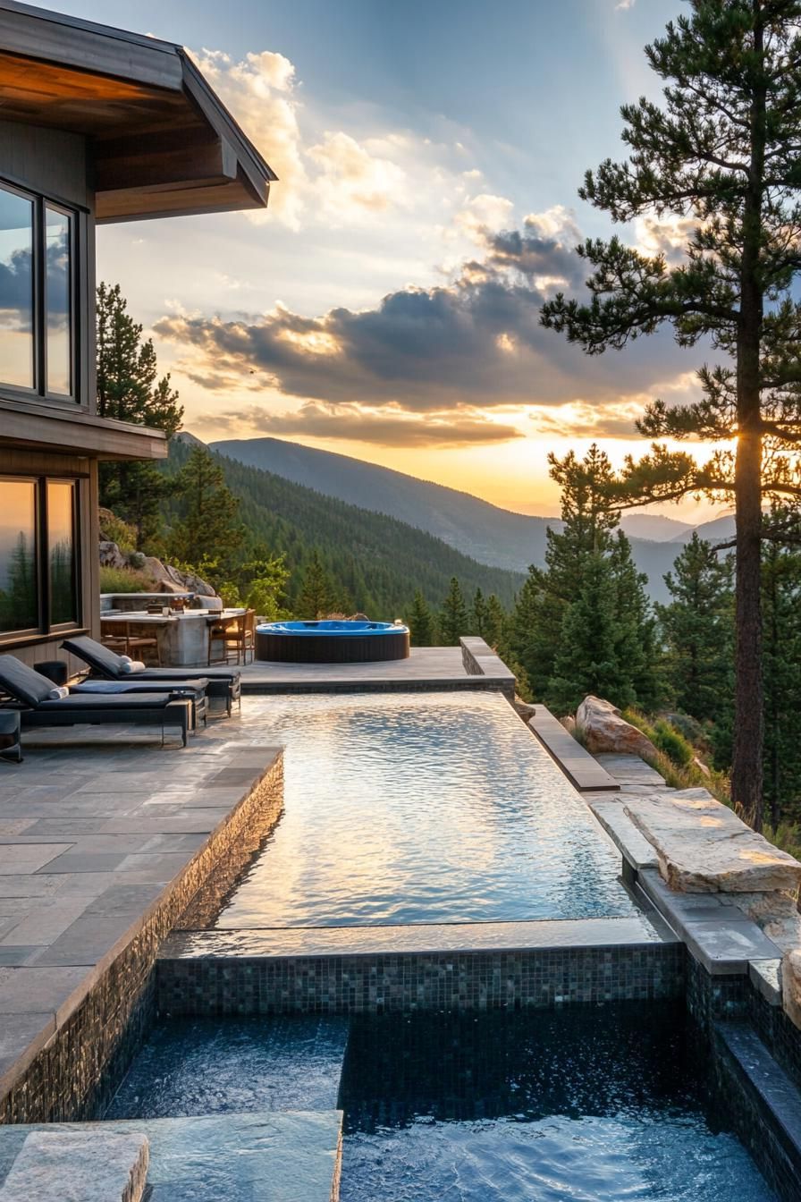 modern mountain home pool with hot tub stunning mountain views 1