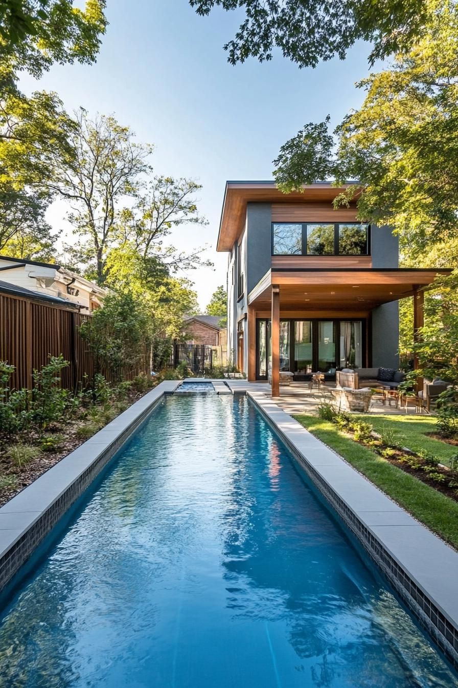 modern mansion lap pool parallel to house facade 3