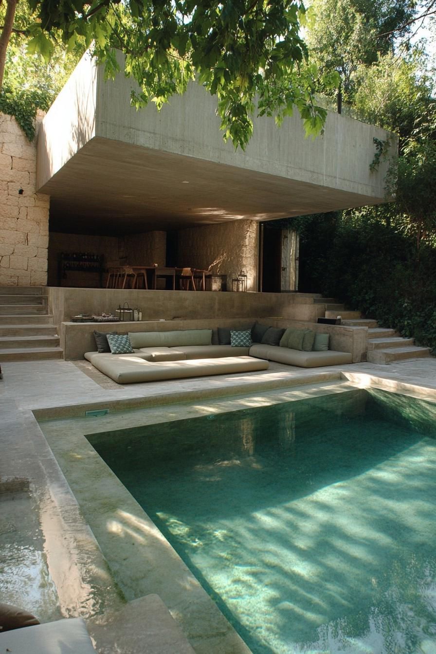 modern house pool with submerged seating 1