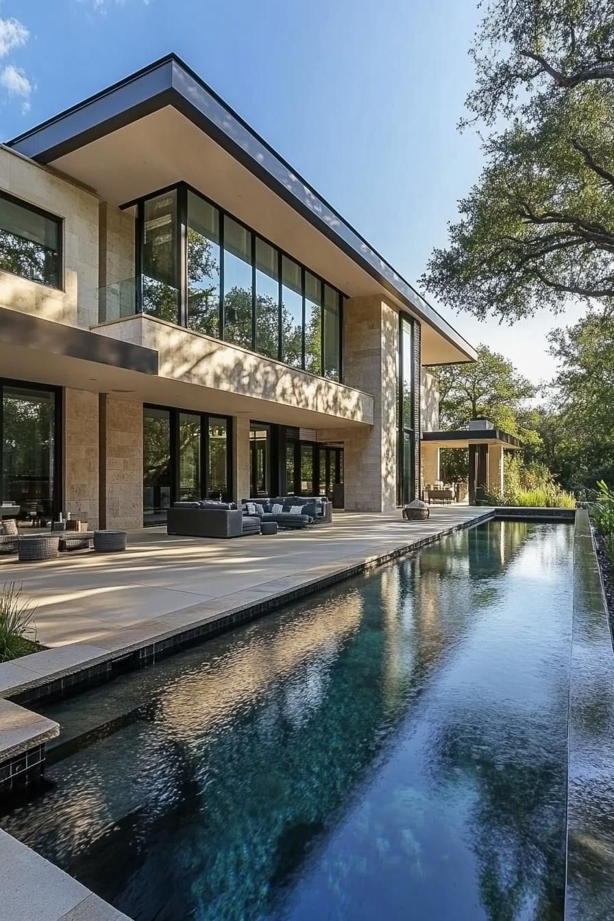 modern mansion with lap pool