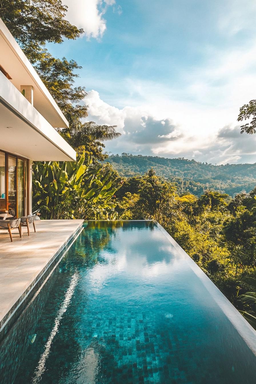 modern mansion pool in a lush tropical landscape 3