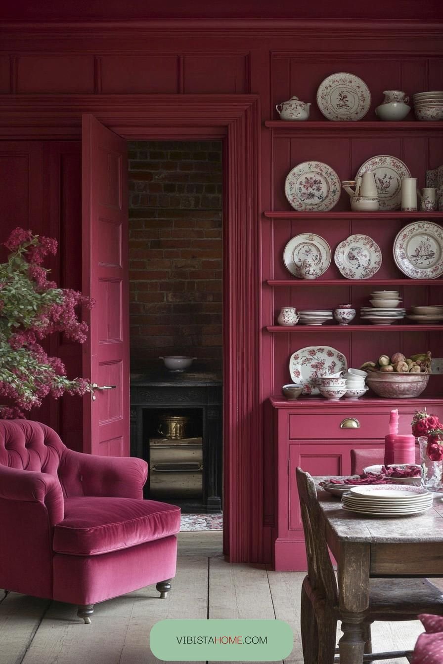 Hearth Nook in Crimson Velvet
