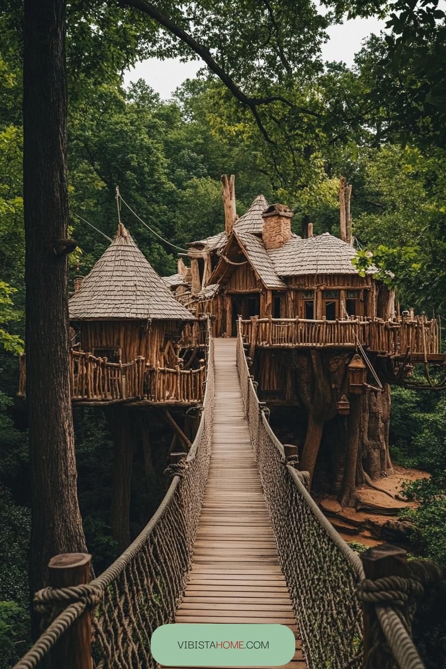 Treehouse Mansion Linked by Rope Bridges - photo 2