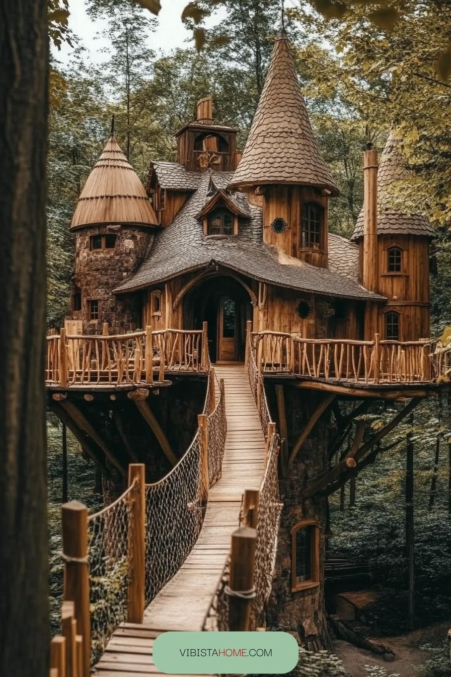 Treehouse Mansion Linked by Rope Bridges - photo 3