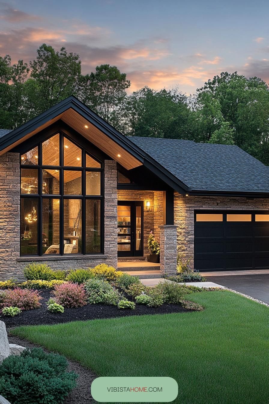 Modern Bungalow Charm at Dusk