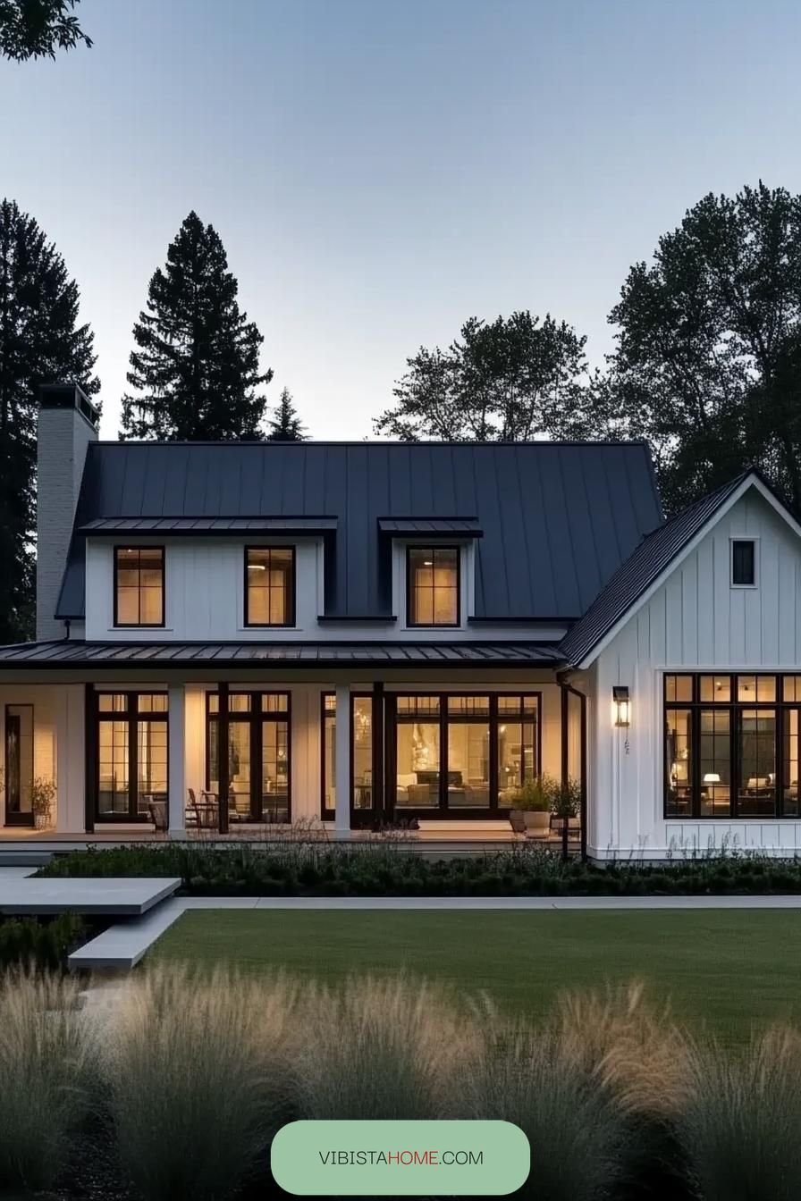 One Story Home in the Evening Light
