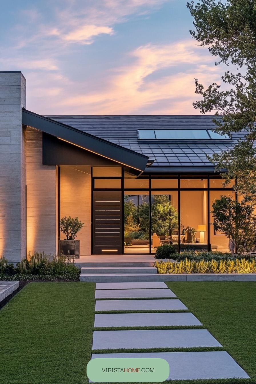 Contemporary Bungalow Under the Evening Sky