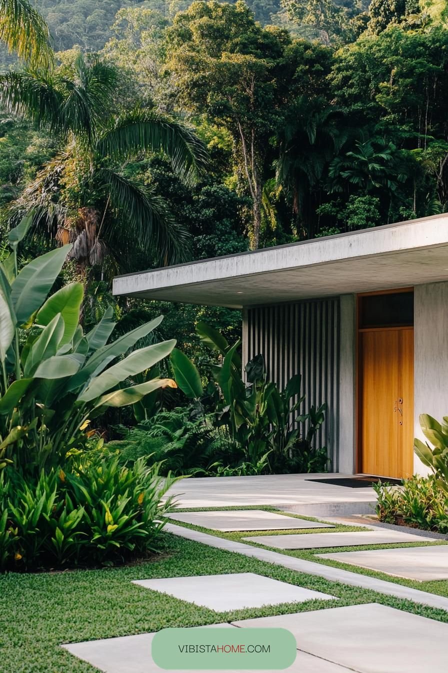 Modern Marvel Among Lush Greens