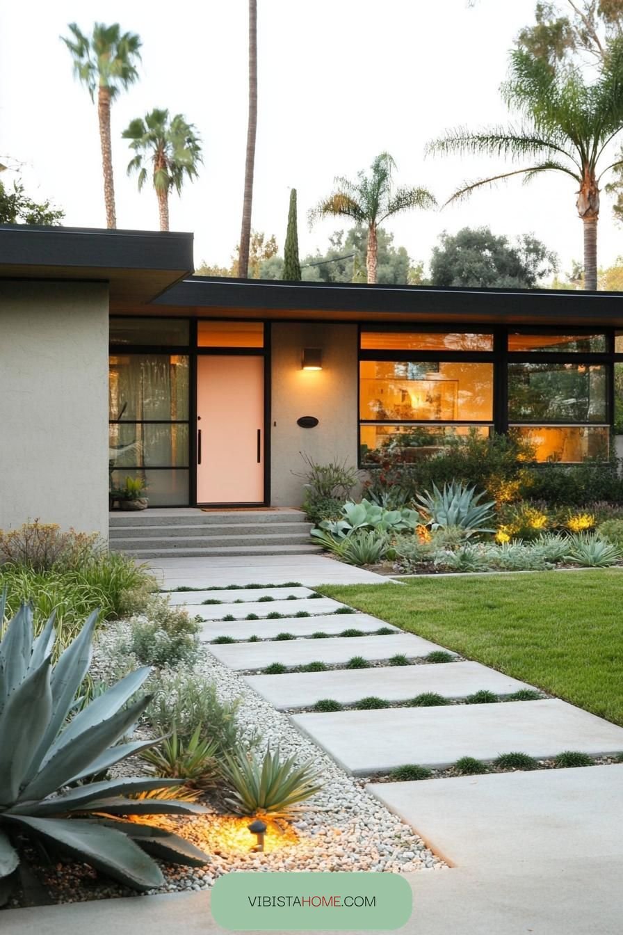 Retro Journey Down a Pastel Palm Springs Pathway