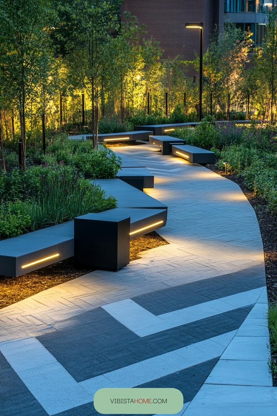 Pathway of Light Through Green Maze