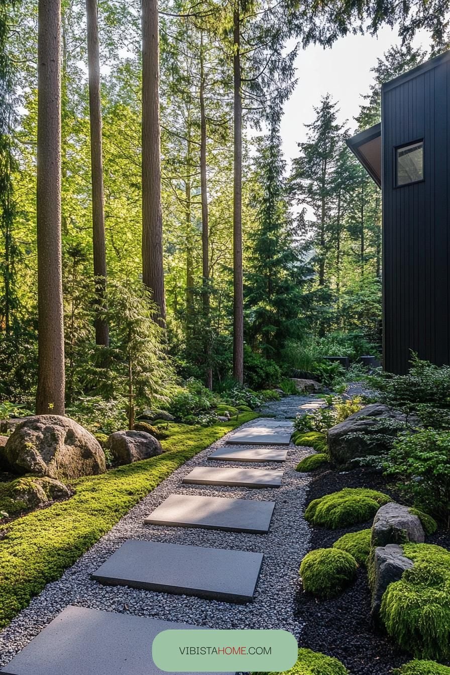 Peaceful Path Among Tall Trees